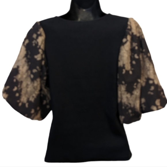 ANTHROPOLOGIE black puff sleeve top small - Picture 4 of 6